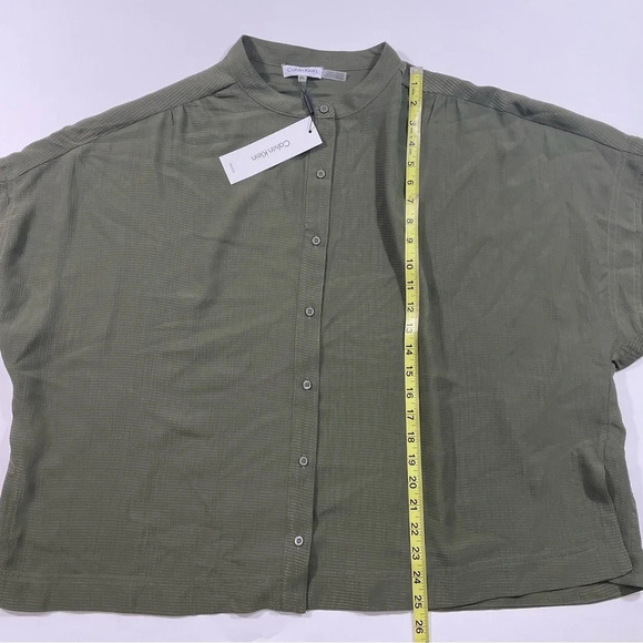 New Calvin Klein Button Front Semi Sheer Blouse Green Size 0X - Picture 8 of 8